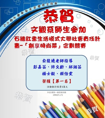 文觀系俞龍通老師指導學生校外競賽榮獲佳績