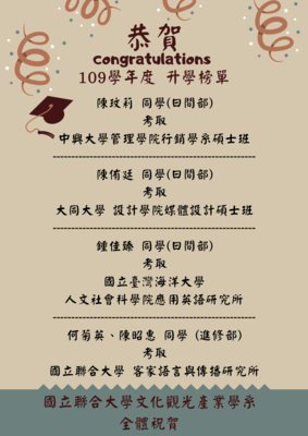 文觀系109年升學榜單